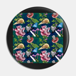 Botanist's Deadly Plants and Mushrooms Teal Pin