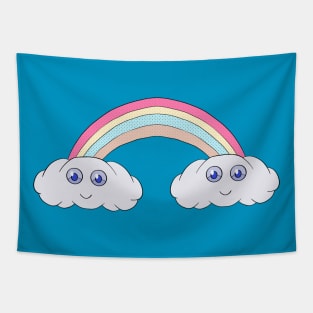 Cute rainbow clouds Tapestry