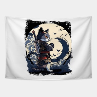 Japanese Cat Samurai Katana Catana - Cat Lover Tapestry