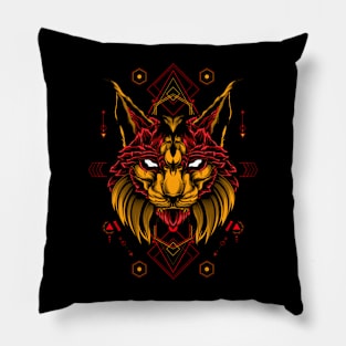 Demon Big Cat Red Pillow