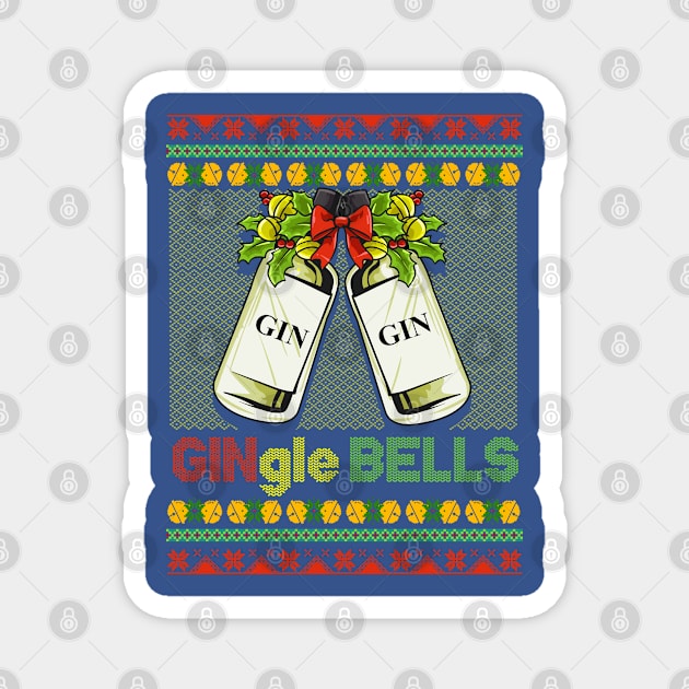 Gin-gle Bells Ugly Christmas Sweater Magnet by creative