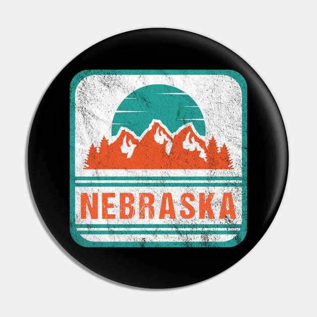 Retro Vintage Nebraska USA Mountain Gift for Men Pin by JKFDesigns