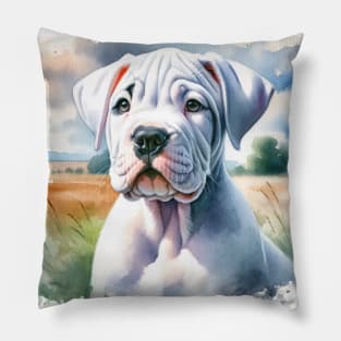 Watercolor Dogo Argentino Puppies - Cute Puppy Pillow