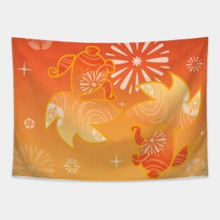 Yoimiya gold fish card_design Tapestry