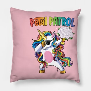 Petal Patrol Shirt Flower Girl Wedding Dabbing Unicorn Pillow