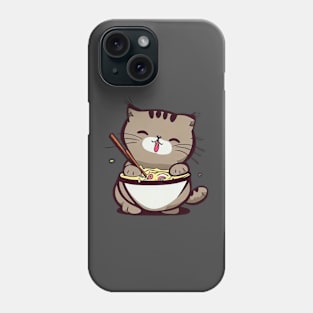 Cute cat eating ramen | Adorable animal Phone Case