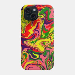 Shades of Moody Red Pink Yellow Blue and Green Aesthetic Marble Pattern Phone Case