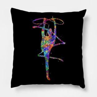 Rhythmic gymnastics tape watercolor art Pillow