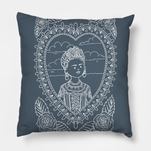 Mexican Lady - White Pillow