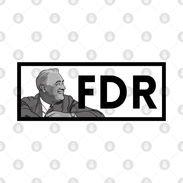 FDR: Black & White President Roosevelt Portrait by History Tees