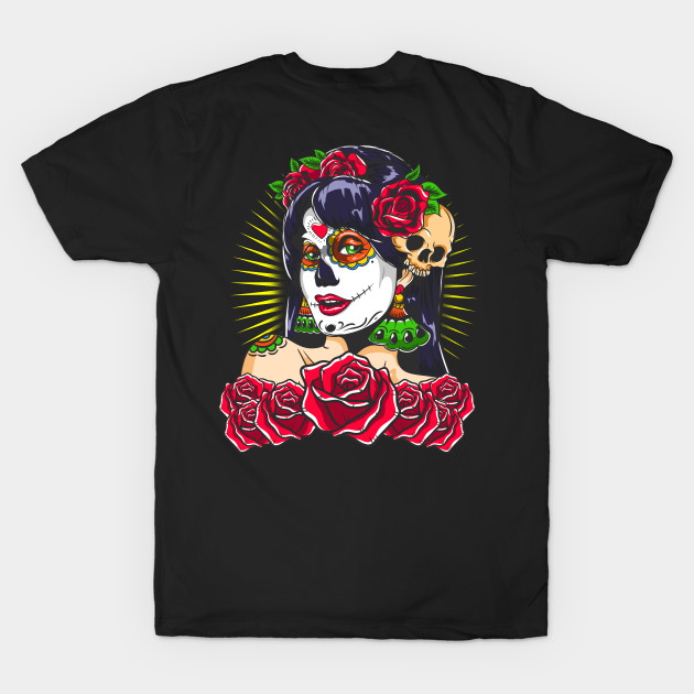 Sugar Skull Makeup Mexican Vintage Day Of The Dead Roses Flower Dia De Los Muertos