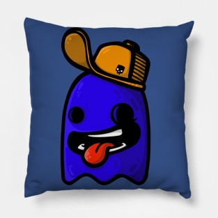 blue ghost with cap Pillow