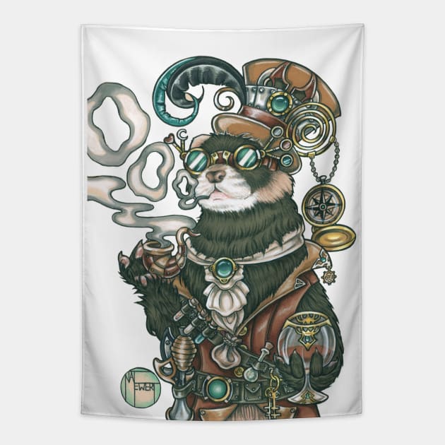 Steampunk Ferret Mr. Octavius Tapestry by Nat Ewert Art