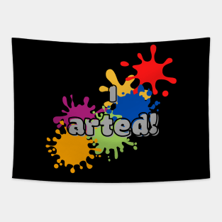 I arted bubble font with fun and colorful paint splat graphic design Tapestry