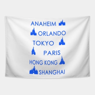 My Cities (Blue on White) Tapestry