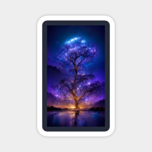 Tree of life glowing star like at night Magnet