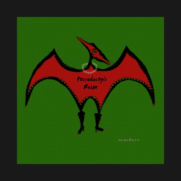 Pterodactyls Reign Green and Cherry by Sarah Curtiss