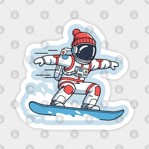 Cute Snowboarding Astronaut Magnet by enrynz