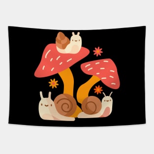 Happy Snails on Mushrooms Tapestry