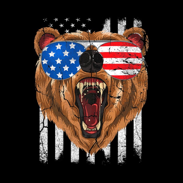 4th Of July Bear American Flag Usa Men Kids Boys by Macy XenomorphQueen
