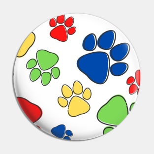 Kids Pawprint Pattern – Red Blue Green Yellow Pin