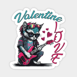 Valentine Love Guitaist Cat Magnet