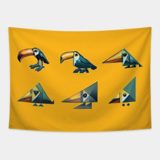 Toucan Stylized Triangular Arrangement Tapestry