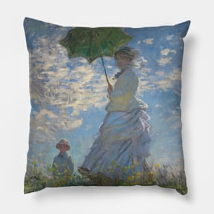 Woman with a Parasol - Madame Monet and Her Son Pillow