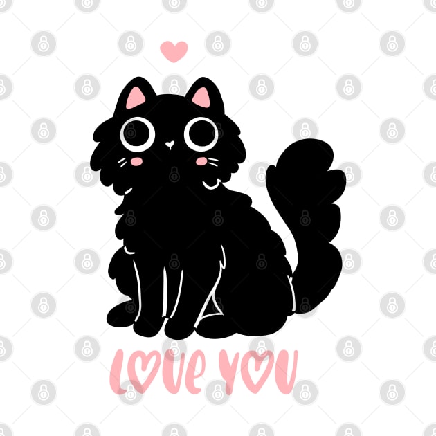 Cute black cat that loves you Ann adorable valentine's day gift for cat lovers by Yarafantasyart