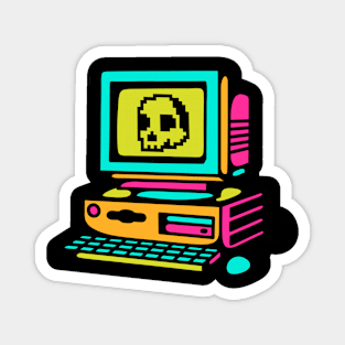 Skull pixel in computer pc Magnet