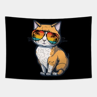 Cool Feline in Shades: Whiskered Purrfection for Cat Miaw Lovers Tapestry