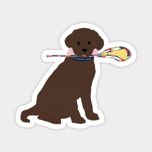 Preppy Chocolate Lab Lacrosse Dog Magnet