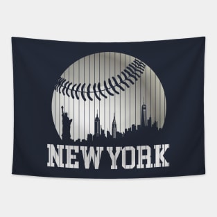 New York NY Skyline Baseball Stripes For Game Day Retro Style Tapestry