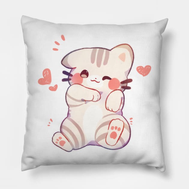 Wink Kitty Pillow by Cremechii