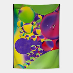 Colorful close up of oil drops in water Tapestry