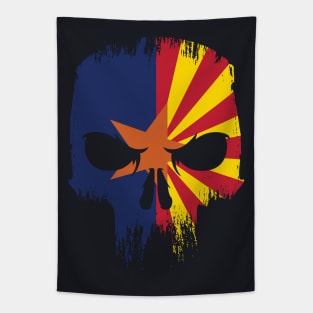 Retro Grunge Arizona State Flag Skull Tapestry