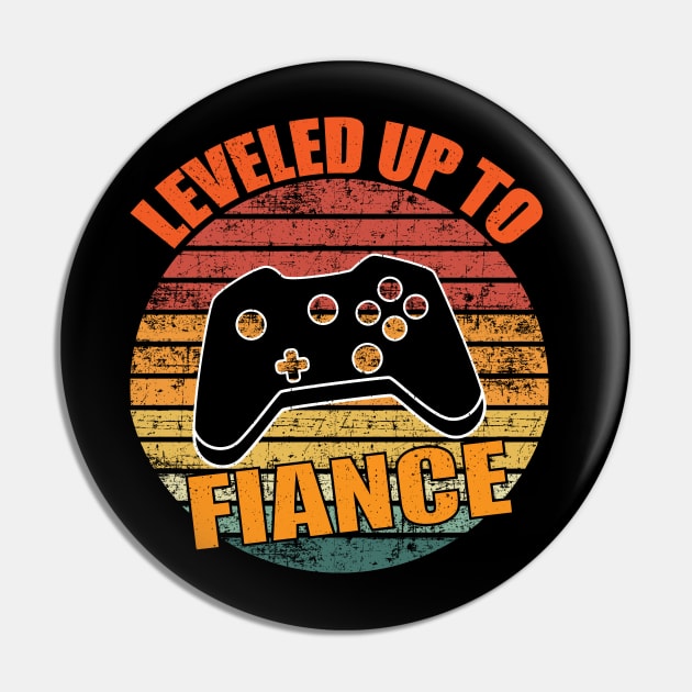 Leveled Up To Fiance Funny Gaming Couple Gift Pin by designs4up