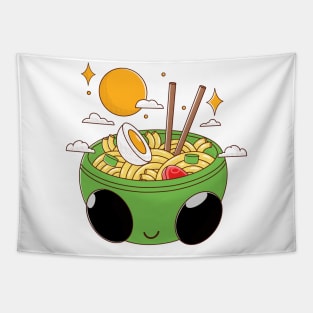 Cute Alien Ramen Bowl Tapestry