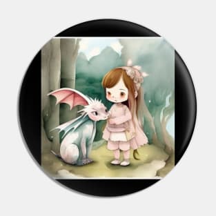 cute girl with baby dragon Pin