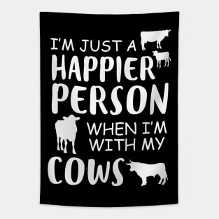 Happier With My Cows Tapestry