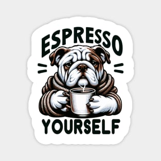 "Warm Espresso Bulldog - Cozy Coffee Humor" Magnet