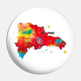 Dominican Republic Map Watercolor Painting Pin