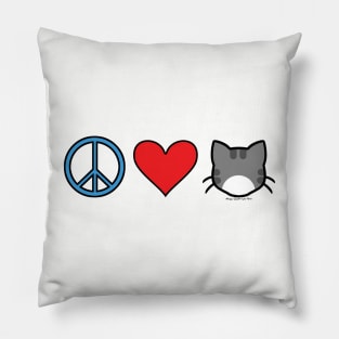 Peace Love Cats - Grey n White Pillow