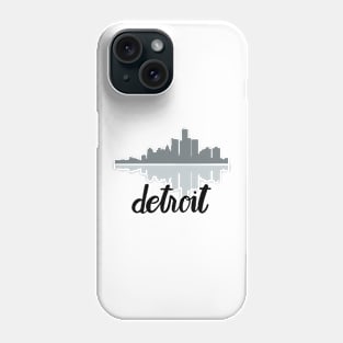 Detroit Skyline - Hand Lettered Gray Phone Case