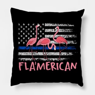 Swaying Serenity Chic Flamingo Tee for Relaxing Ocean Views Pillow