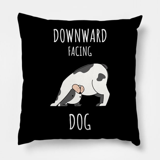 Downward facing dog design featuring a funny dog doing yoga Pillow by keeplooping