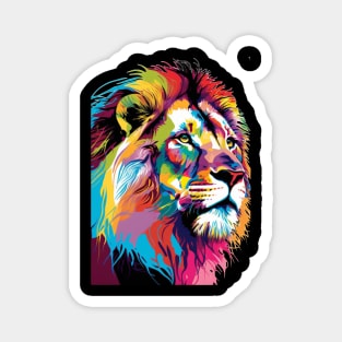 Colorful Lion Head Design Pop Art Style Magnet