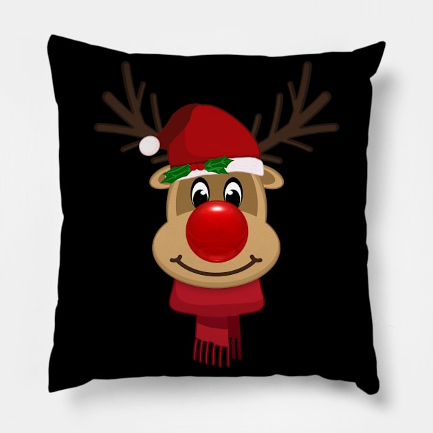 Rudolph The Red Nosed Reindeer Pillow by MrDrajan