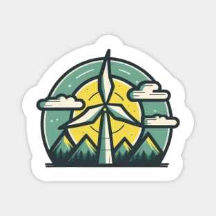 Get Your Eco-Chic On with the Wind Turbine Cartoon Design Magnet