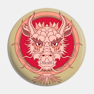 chinese dragon face red and green Pin